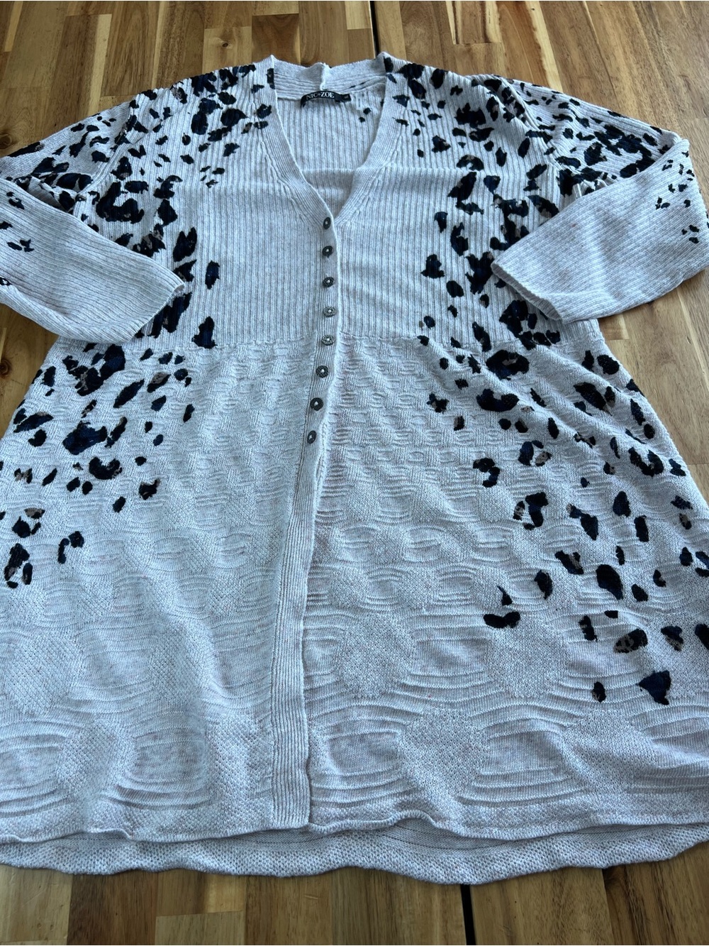 NIC+ZOE Linen Blend Animal Print Cardigan Size XL
